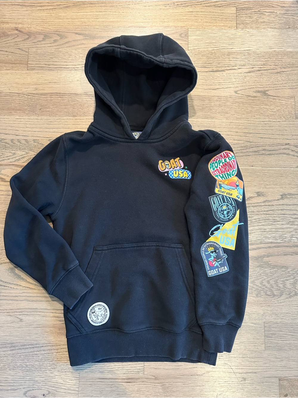 GOAT USA Kids Black Hoodie With Sleeve Detail S